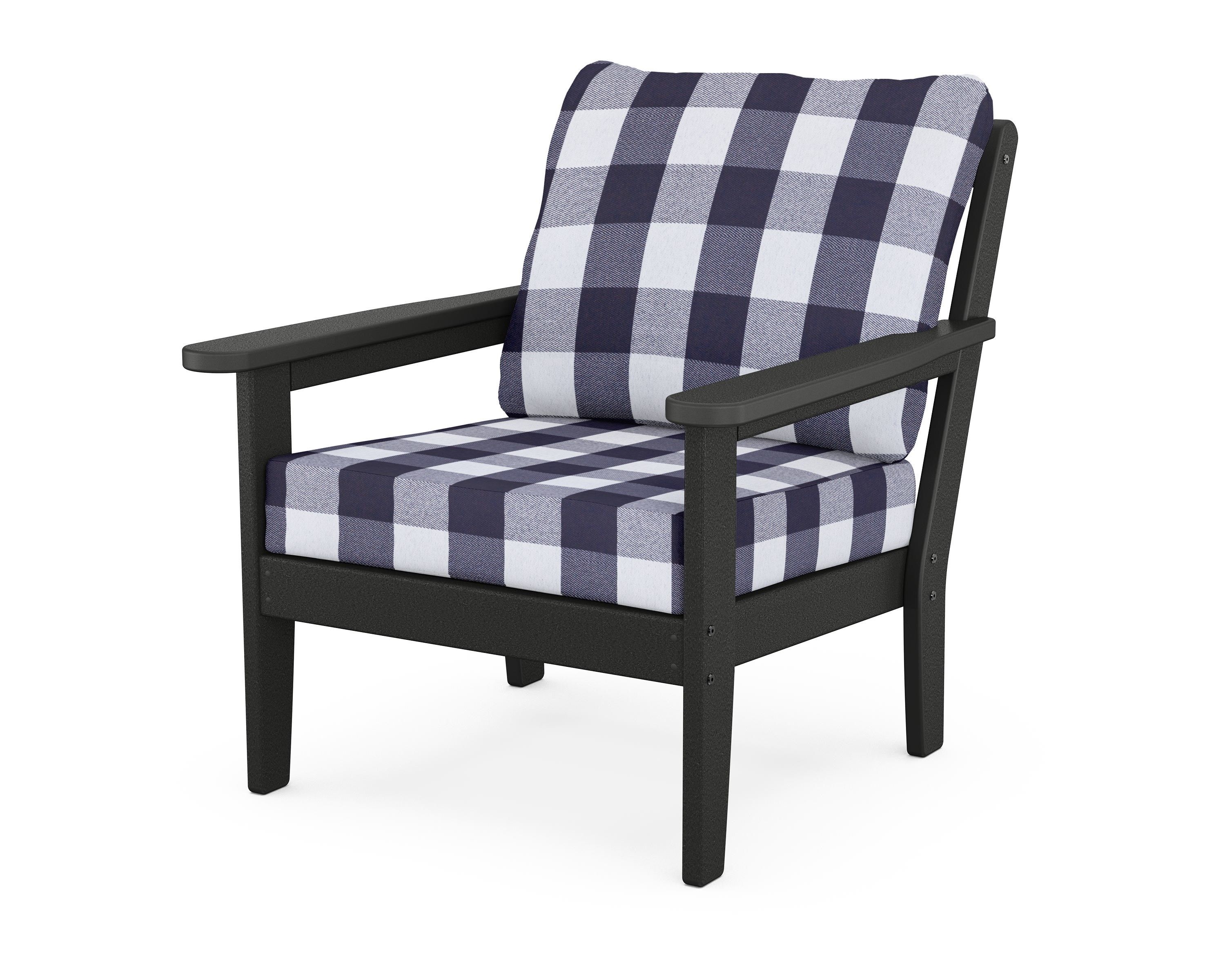 Country Living Cottage Deep Seating Chair in Black / Buffalo Plaid Navy
