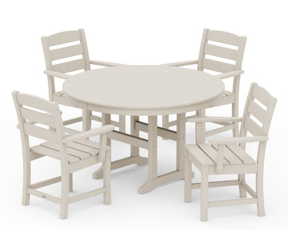 POLYWOOD® Lakeside 5-Piece Round Farmhouse Dining Set in Sand