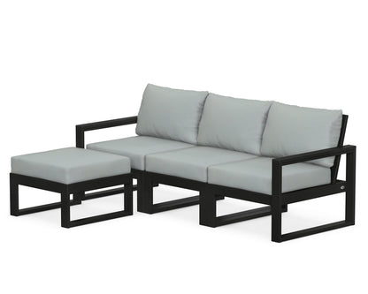 POLYWOOD® EDGE 4-Piece Modular Deep Seating Set with Ottoman in Black / Spa
