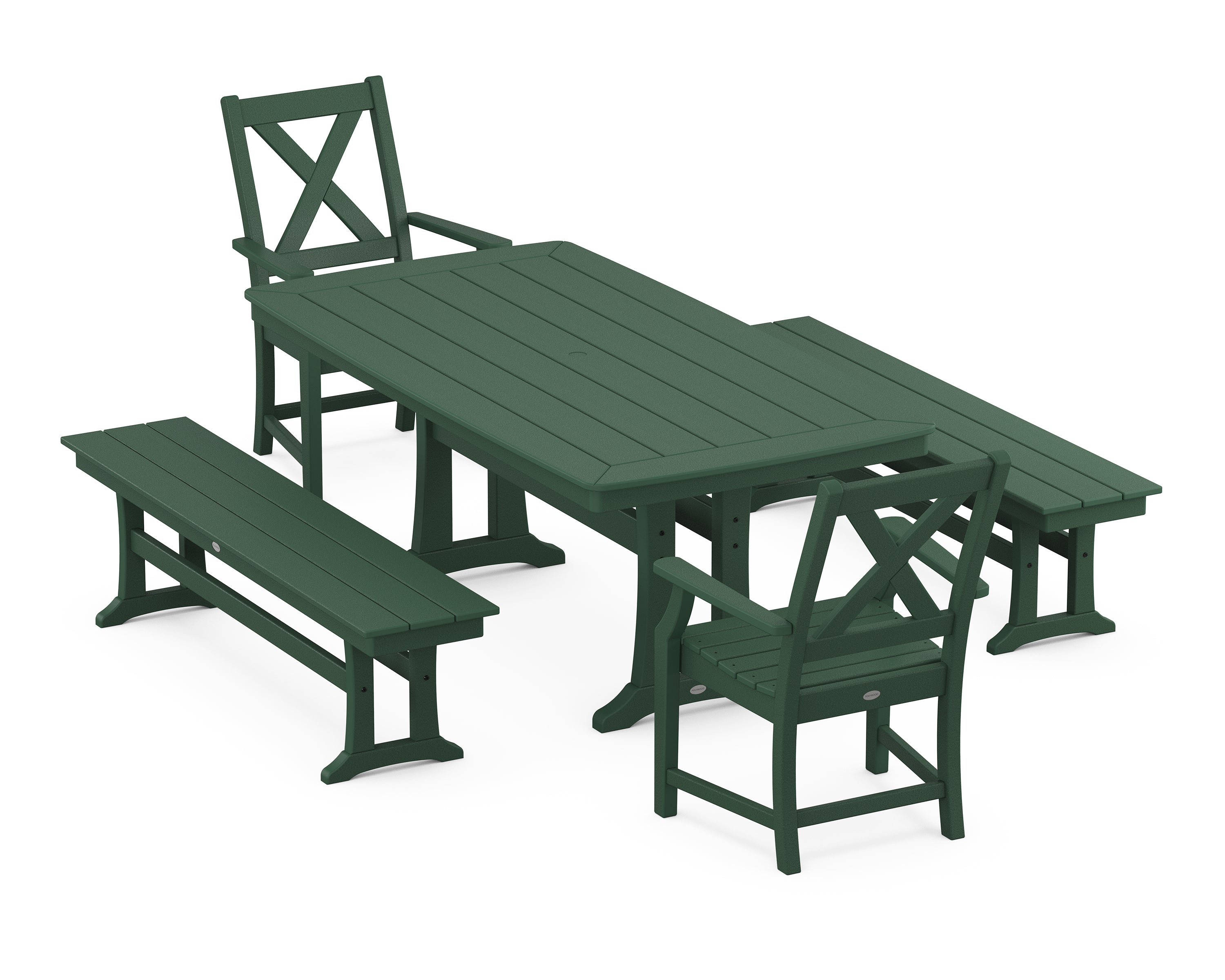 POLYWOOD® Braxton 5-Piece Dining Set with Trestle Legs in Green