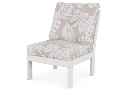 POLYWOOD® Vineyard Modular Armless Chair in White / Leaf Dune Burlap