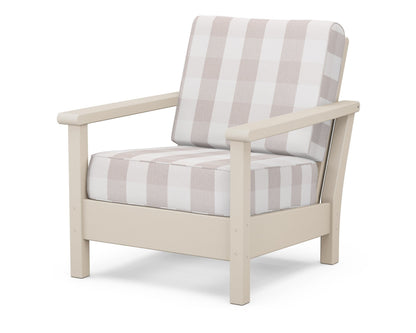 POLYWOOD® Harbour Deep Seating Chair in Sand / Buffalo Plaid Dune Burlap