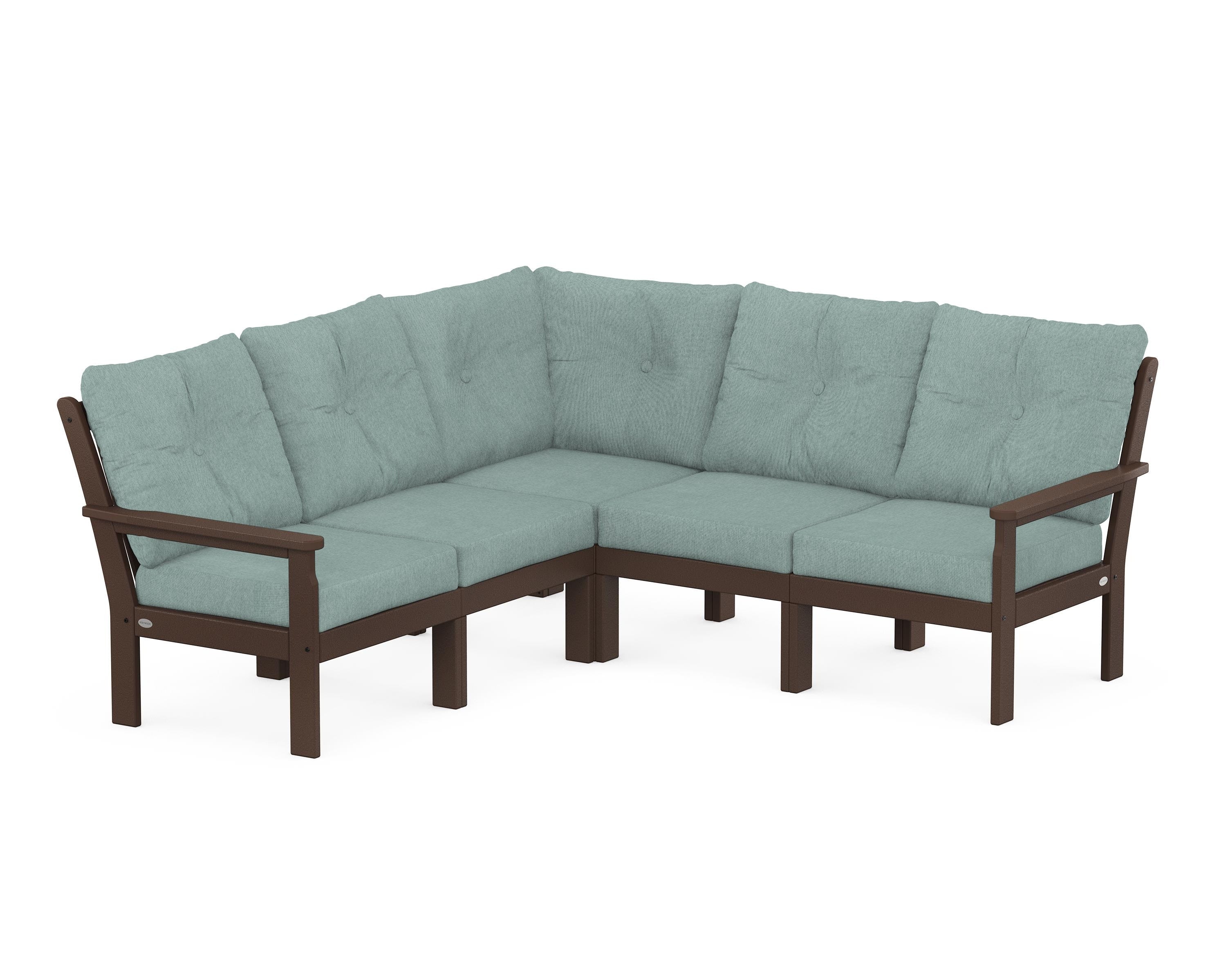POLYWOOD® Vineyard 5-Piece Sectional in Mahogany / Glacier Spa