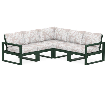 POLYWOOD® EDGE 5-Piece Modular Deep Seating Set in Green / Leaf Dune Burlap