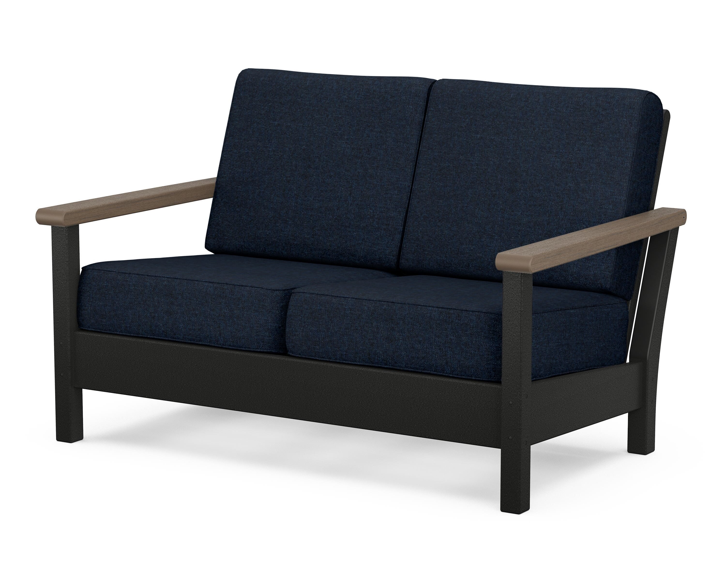 POLYWOOD® Harbour Deep Seating Loveseat in Black / Kona / Marine Indigo