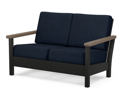 POLYWOOD® Harbour Deep Seating Loveseat in Black / Kona / Marine Indigo