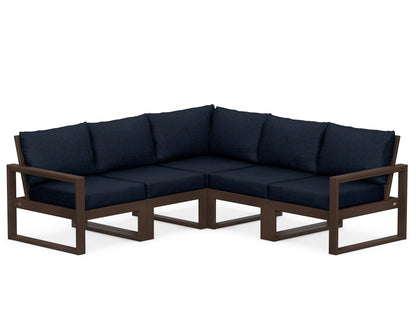 POLYWOOD® EDGE 5-Piece Modular Deep Seating Set in Mahogany / Marine Indigo