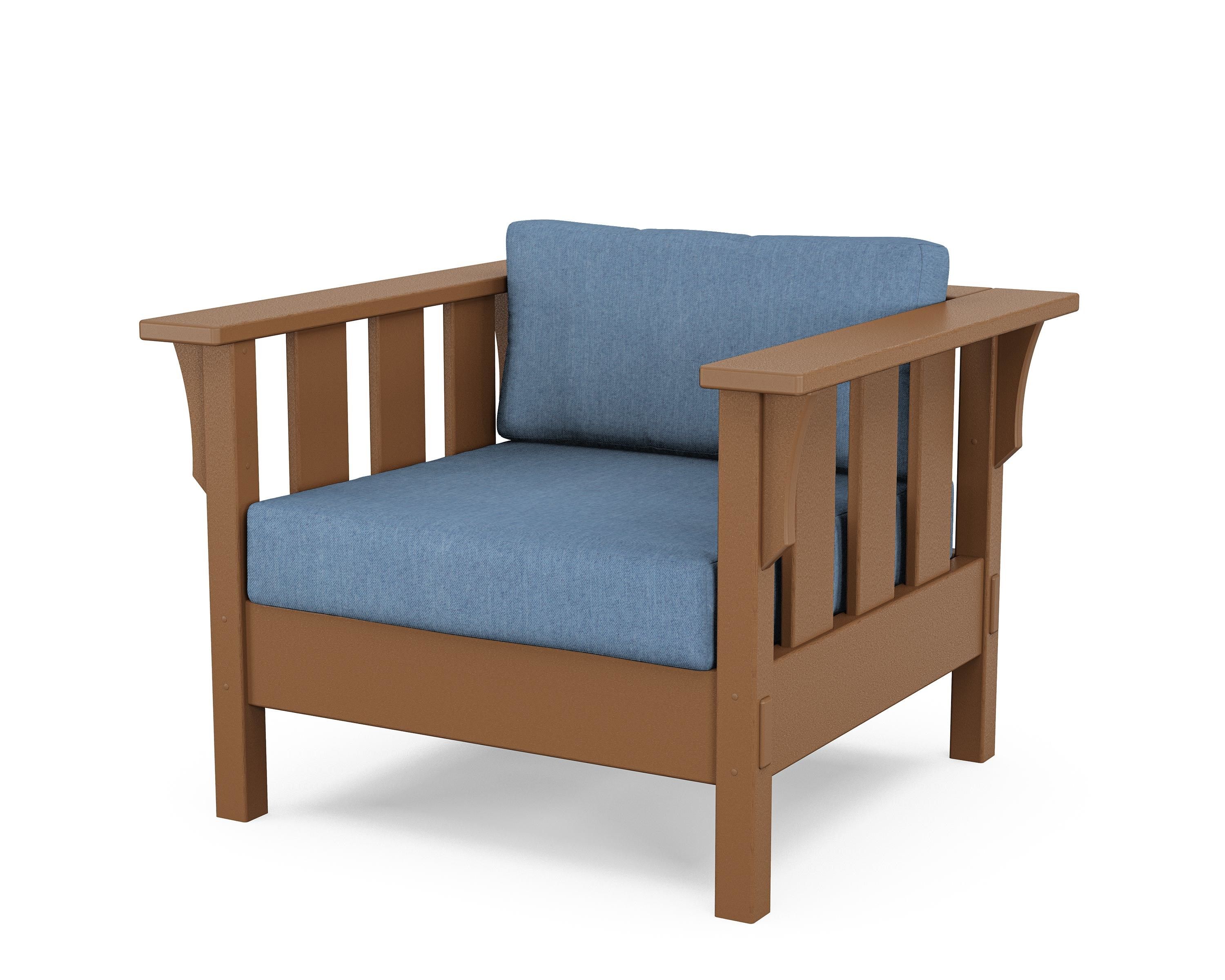 Martha Stewart by POLYWOOD® Acadia Deep Seating Chair in Teak / Sky Blue