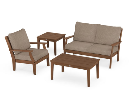 POLYWOOD® Braxton 4-Piece Deep Seating Set in Teak / Spiced Burlap