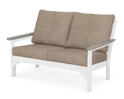 POLYWOOD® Vineyard Deep Seating Loveseat in White / Driftwood / Spiced Burlap