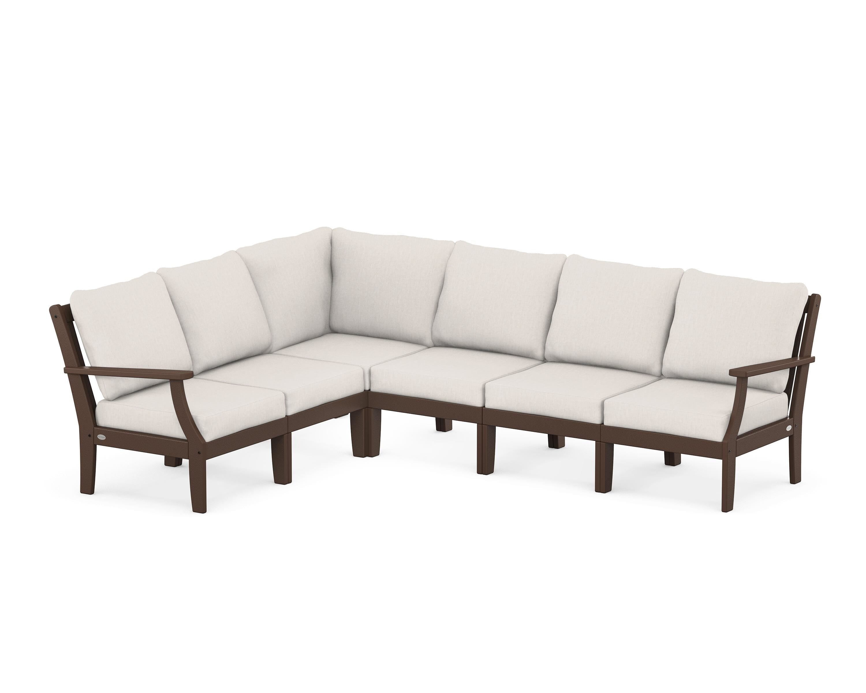 POLYWOOD® Braxton Modular 6-Piece Deep Seating Set in Mahogany / Cast Ash