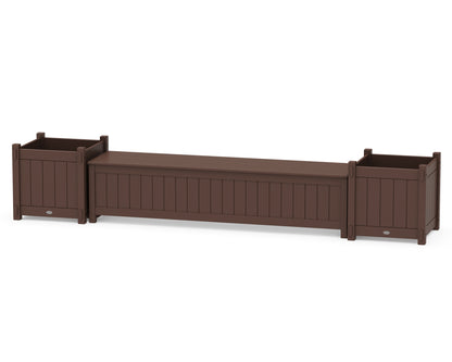 POLYWOOD® 72" Vineyard Straight Planter Storage Bench Set- Large in Mahogany
