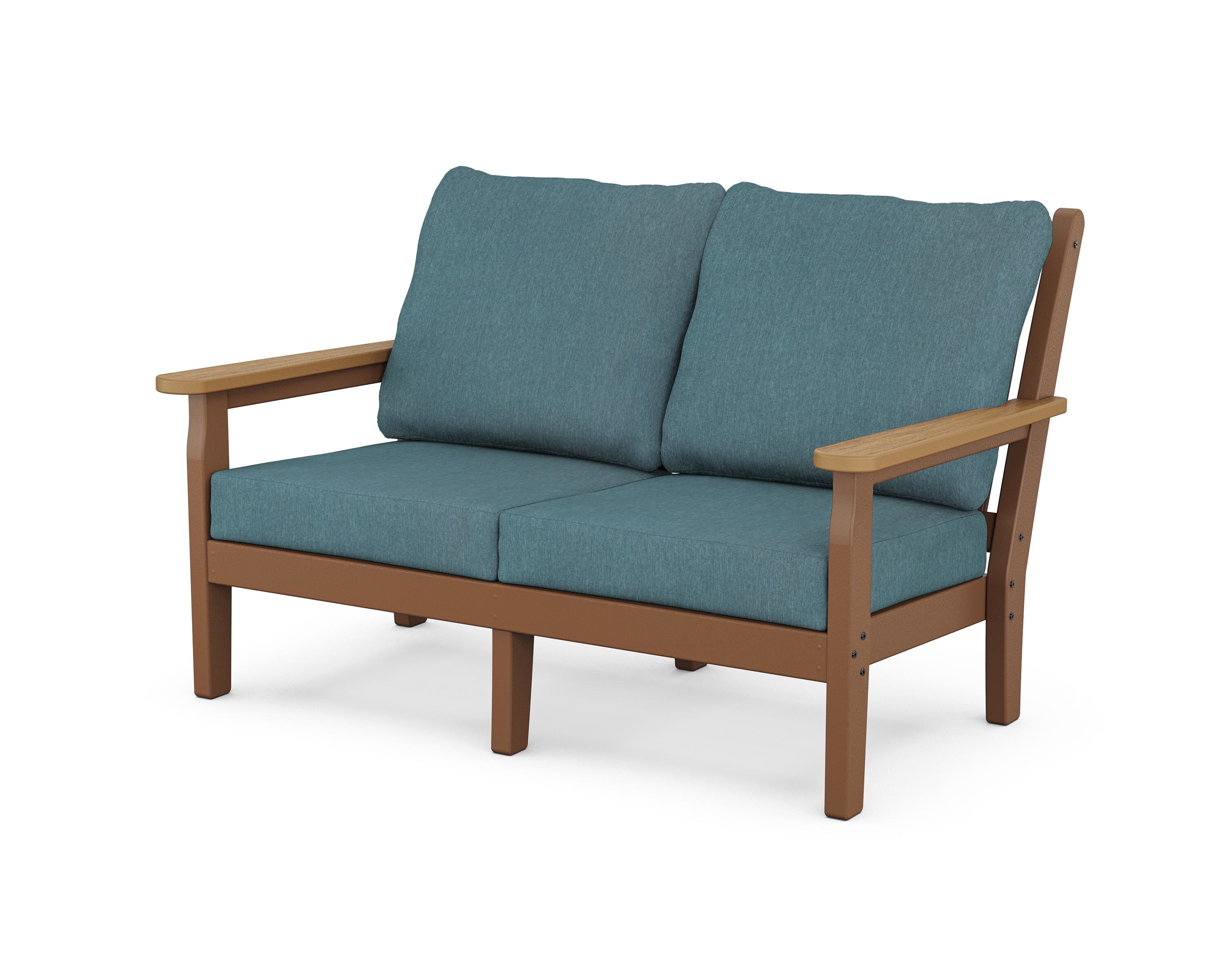POLYWOOD® Chippendale Deep Seating Loveseat in Teak / Natural / Ocean Teal
