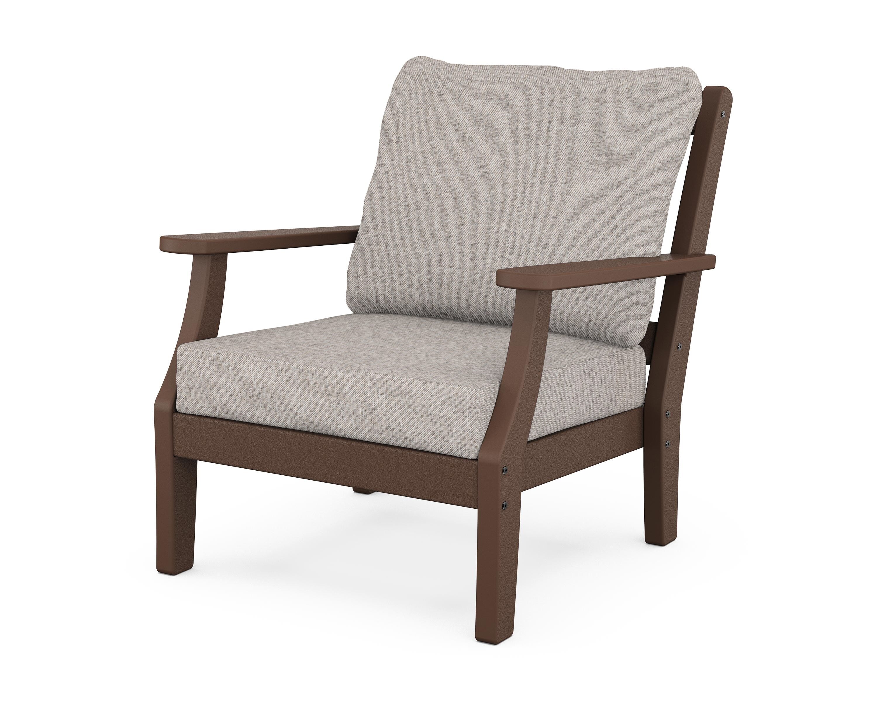 Martha Stewart by POLYWOOD® Chinoiserie Deep Seating Chair in Mahogany / Weathered Tweed
