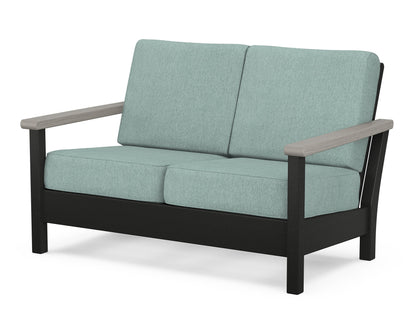 POLYWOOD® Harbour Deep Seating Loveseat in Black / Driftwood / Glacier Spa
