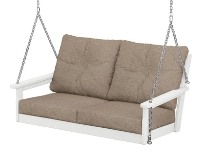 POLYWOOD® Vineyard Deep Seating Swing in White / Spiced Burlap