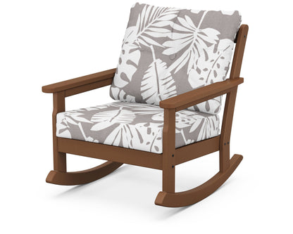 POLYWOOD® Vineyard Deep Seating Rocking Chair in Teak / Leaf Grey Mist