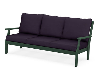 POLYWOOD® Braxton Deep Seating Sofa in Green / Navy Linen