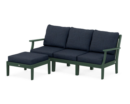 POLYWOOD® Braxton Modular 4-Piece Deep Seating Set with Ottoman in Green / Marine Indigo