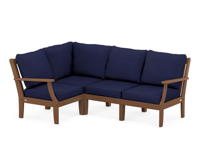 POLYWOOD® Braxton Modular 4-Piece Deep Seating Set in Teak / Navy