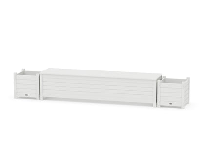 POLYWOOD® 72" Nautical Straight Planter Storage Bench Set in White