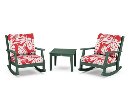 Country Living Wovendale 3-Piece Deep Seating Rocker Set in Green / Leaf Crimson