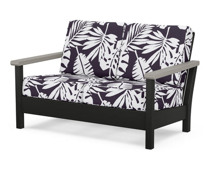 POLYWOOD® Harbour Deep Seating Loveseat in Black / Driftwood / Leaf Navy