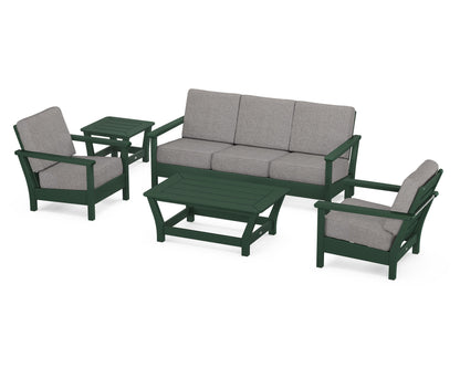 POLYWOOD® Harbour 5-Piece Deep Seating Set in Green / Grey Mist