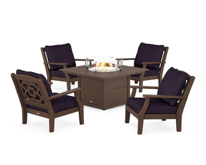Chinoiserie 5-Piece Deep Seating Set with Fire Pit Table