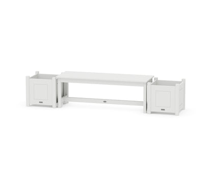 POLYWOOD® 48" Country Living Straight Planter Bench Set in White
