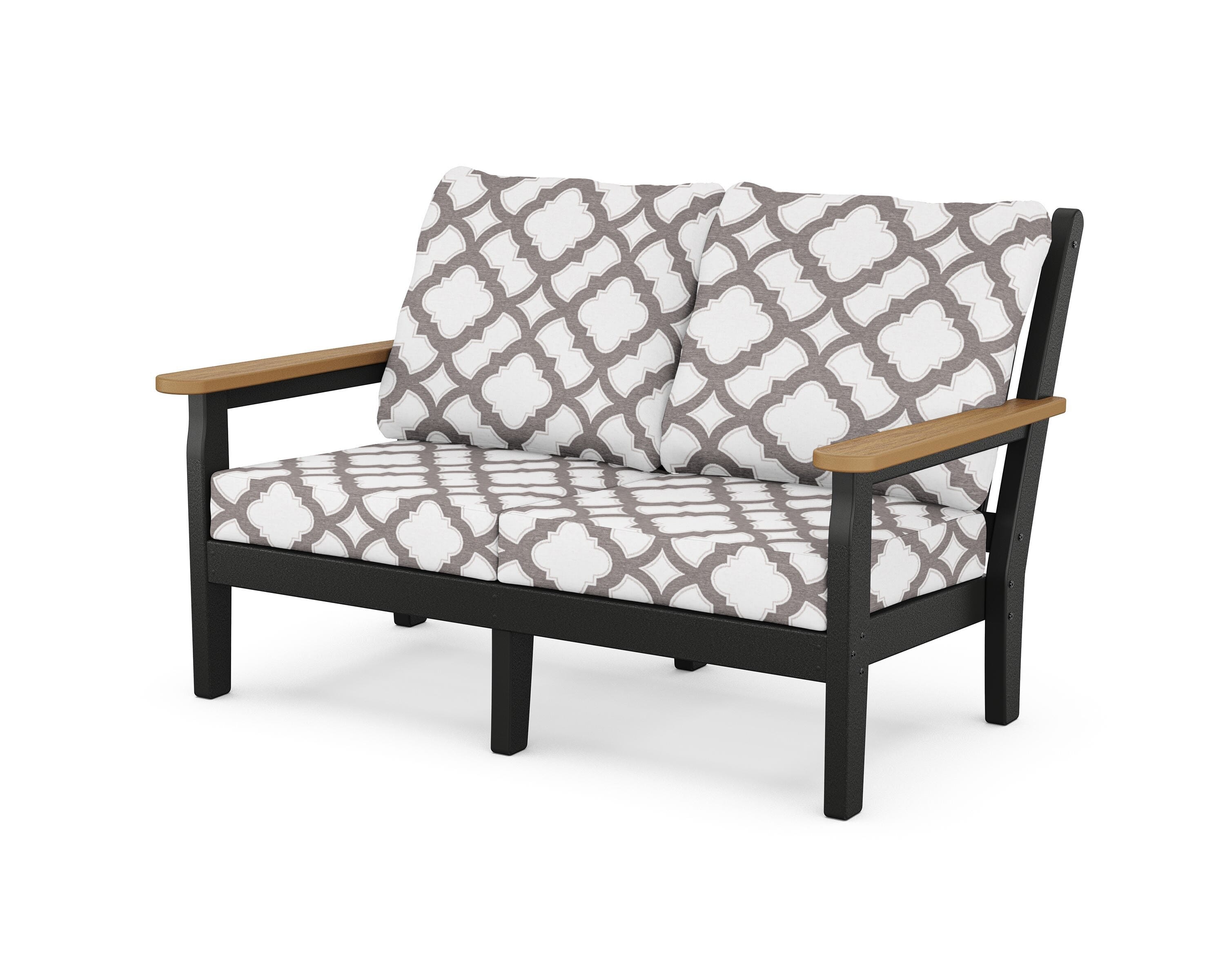 POLYWOOD® Chippendale Deep Seating Loveseat in Black / Natural / Trellis Grey Mist
