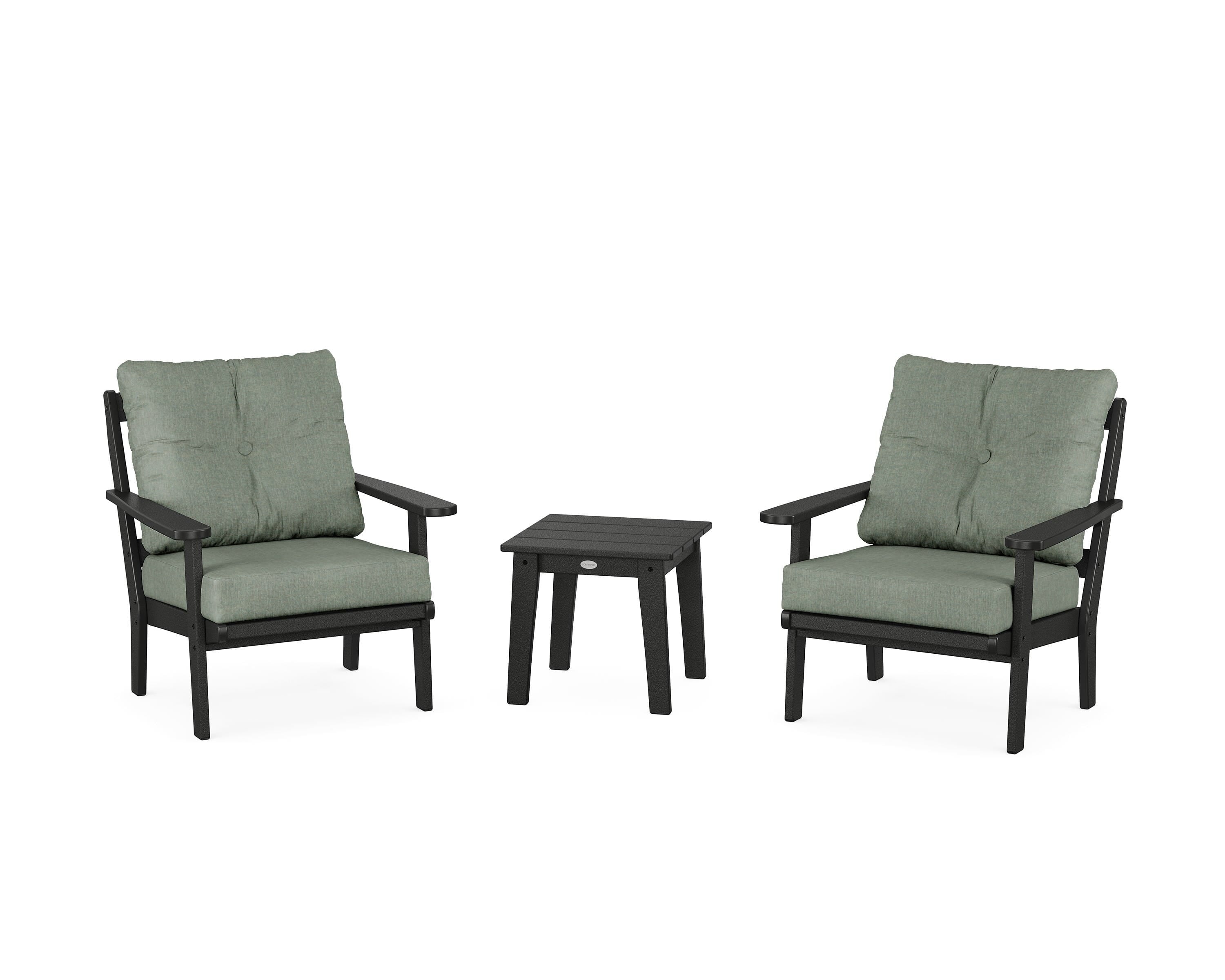 POLYWOOD® Mission 3-Piece Deep Seating Set in Black / Cast Sage