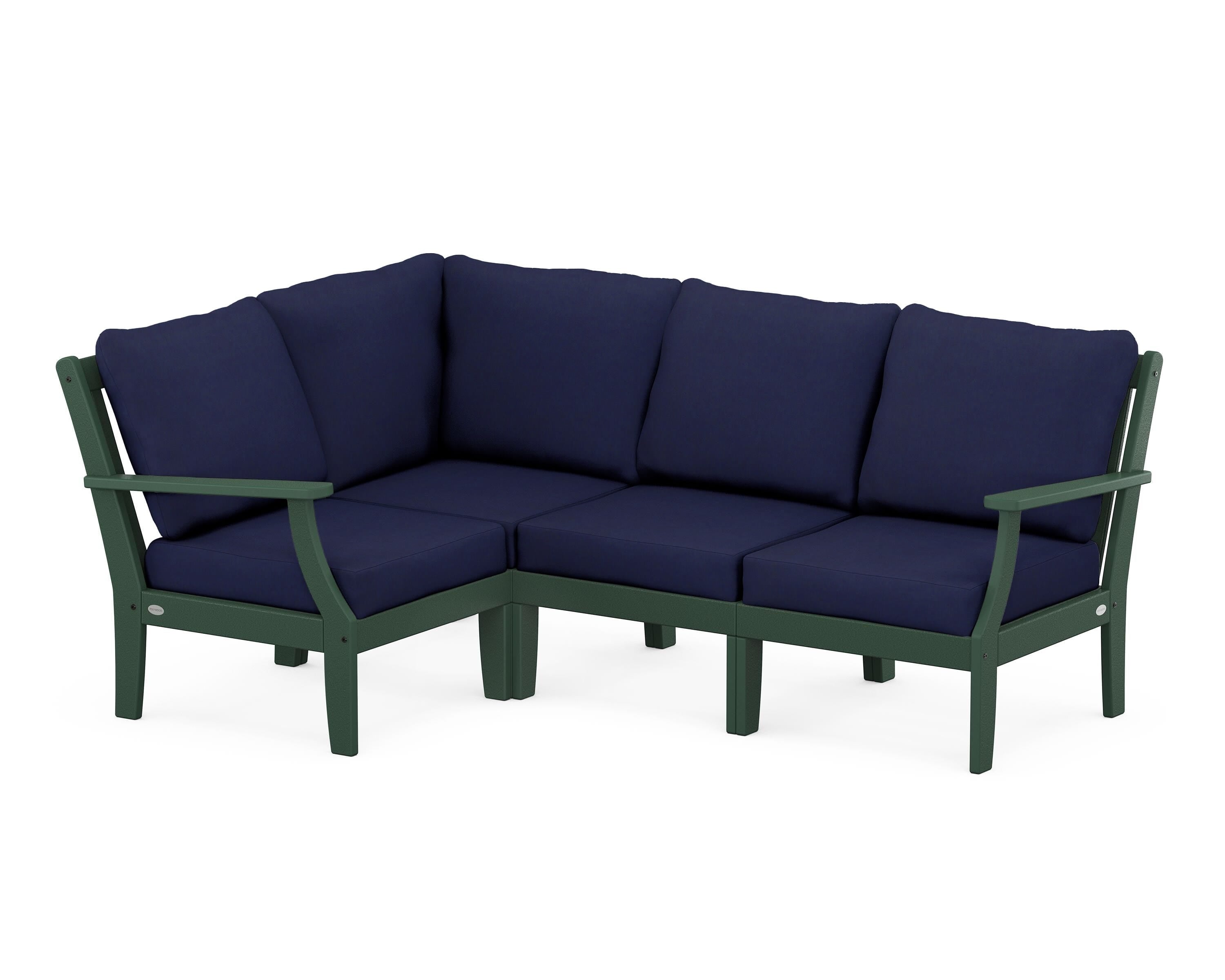 POLYWOOD® Braxton Modular 4-Piece Deep Seating Set in Green / Navy