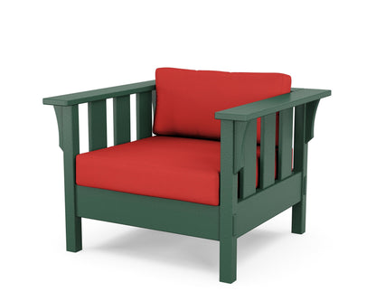 Martha Stewart by POLYWOOD® Acadia Deep Seating Chair in Green / Crimson Linen