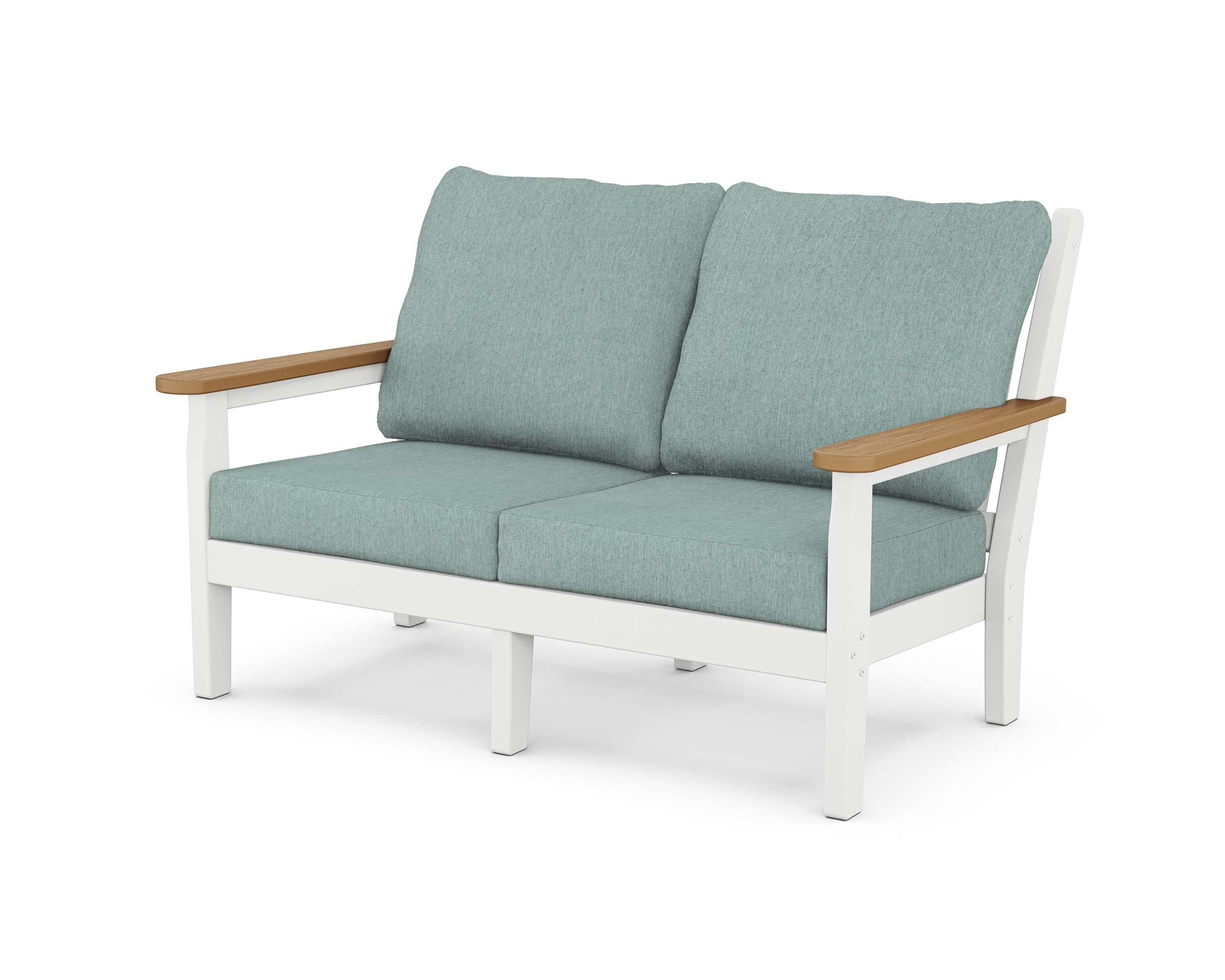 POLYWOOD® Chippendale Deep Seating Loveseat in White / Natural / Glacier Spa