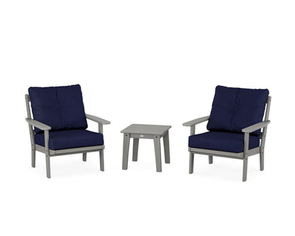 POLYWOOD® Oxford 3-Piece Deep Seating Set in Slate Grey / Navy