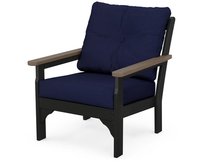 POLYWOOD® Vineyard Deep Seating Chair in Black / Kona / Navy