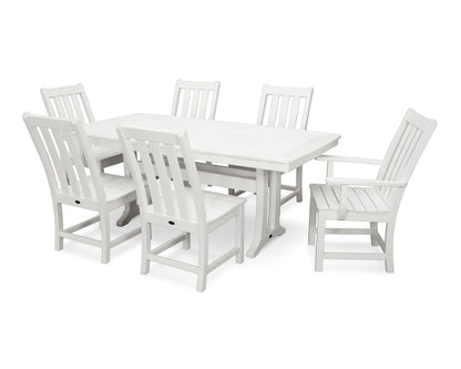 POLYWOOD® Vineyard 7-Piece Dining Set with Trestle Legs in White