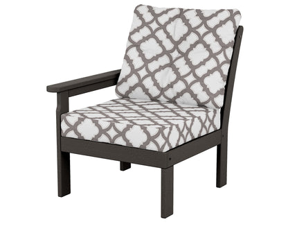 POLYWOOD® Vineyard Modular Left Arm Chair in Vintage Coffee / Trellis Grey Mist