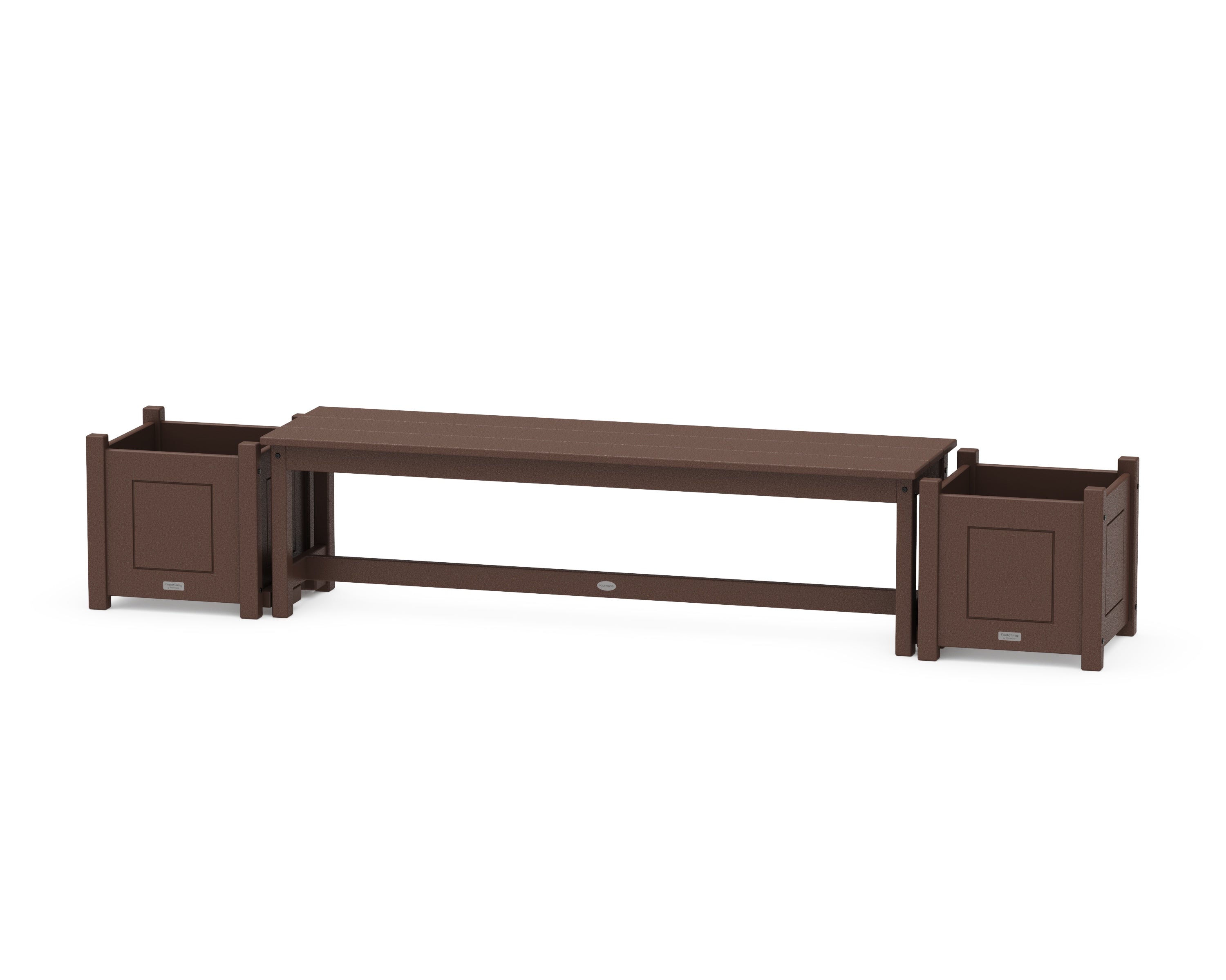 Country Living 60" Country Living Straight Planter Bench Set in Mahogany