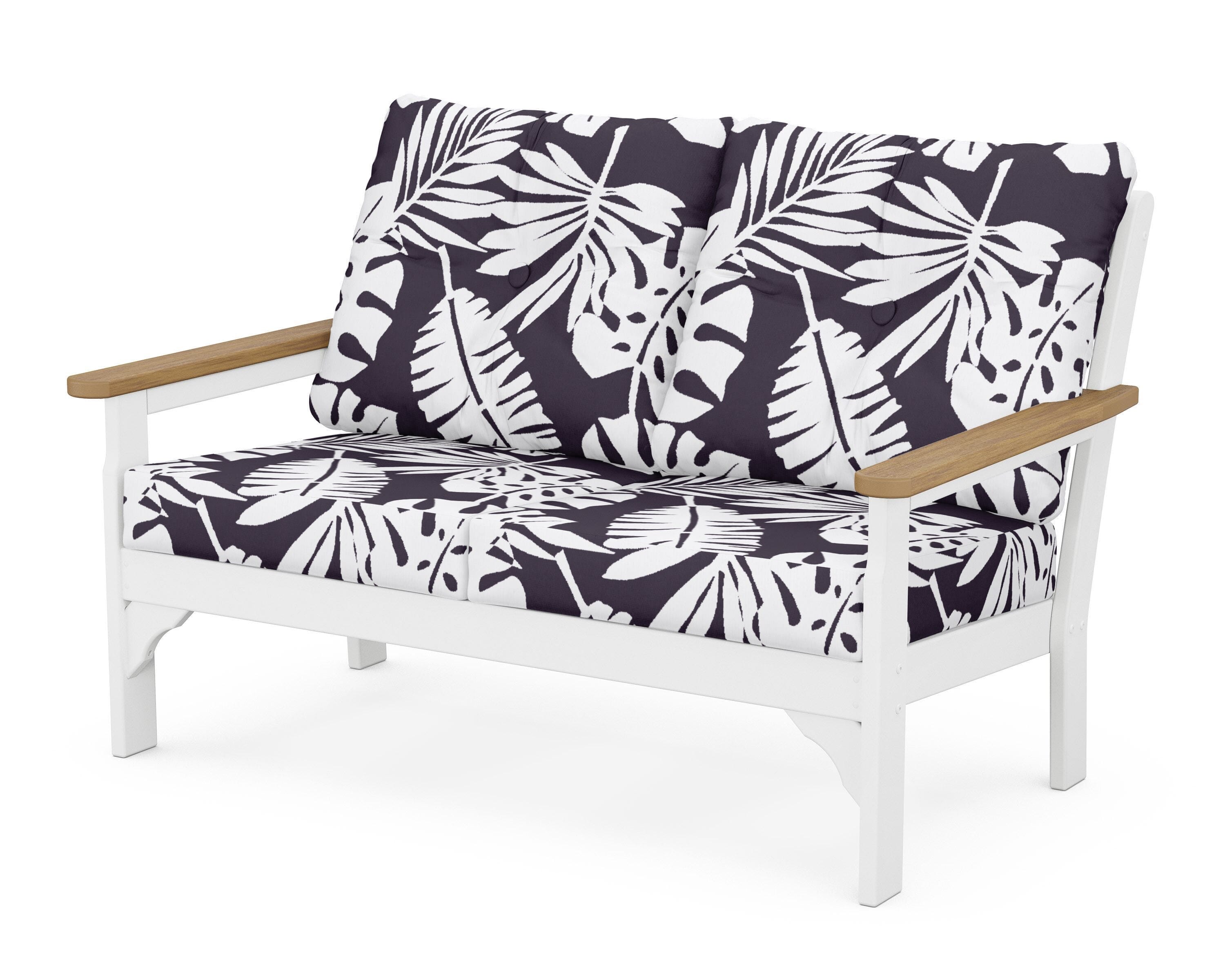 POLYWOOD® Vineyard Deep Seating Loveseat in White / Natural / Leaf Navy