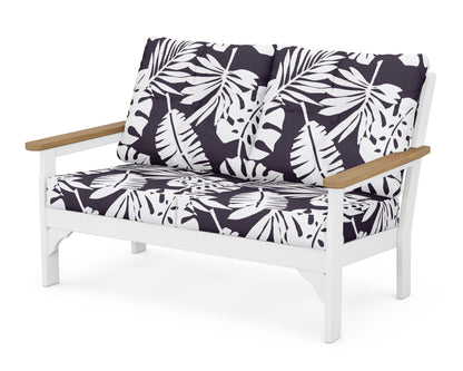 POLYWOOD® Vineyard Deep Seating Loveseat in White / Natural / Leaf Navy