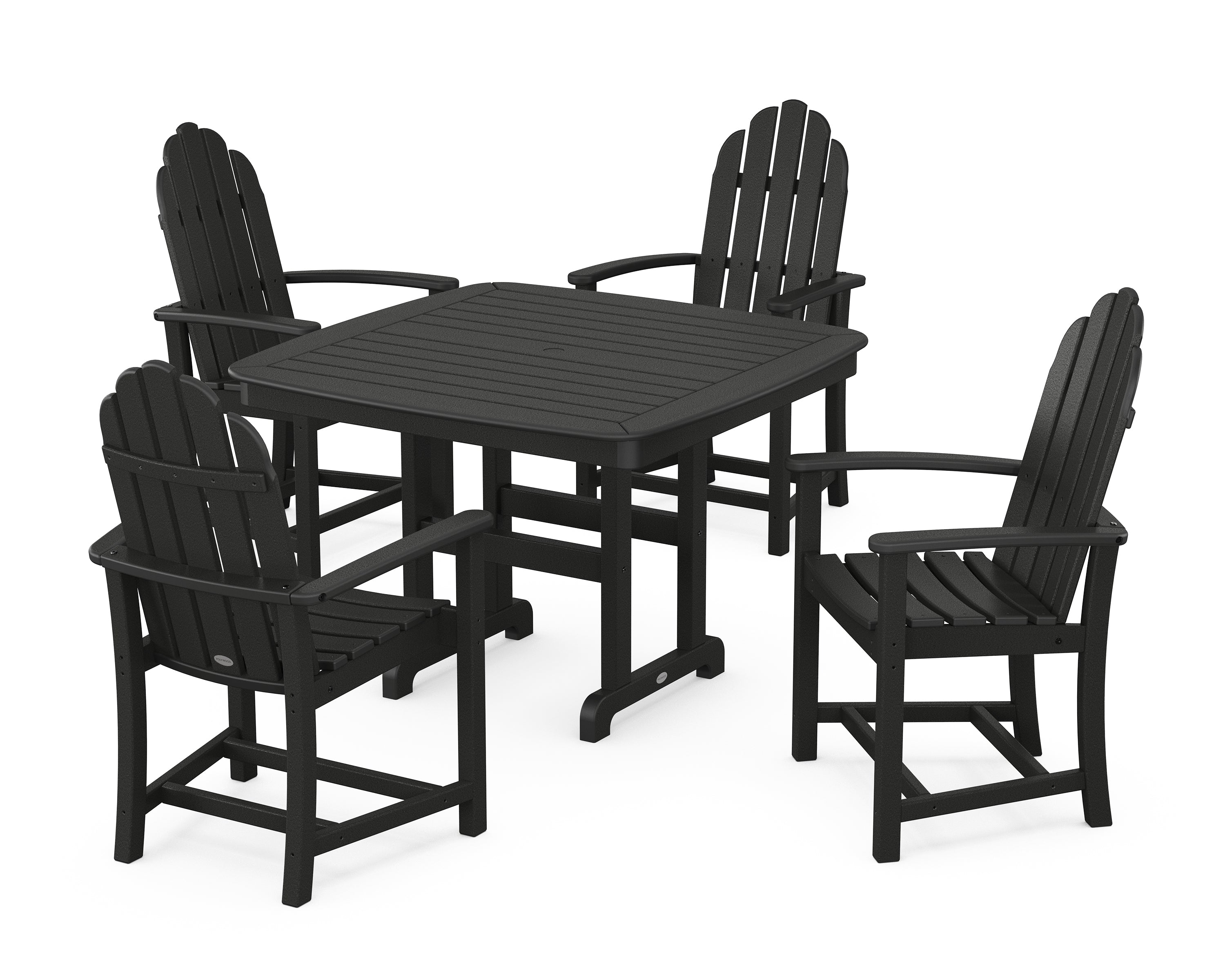 POLYWOOD® Classic Adirondack 5-Piece Dining Set with Trestle Legs in Black
