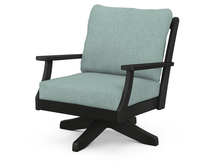 POLYWOOD® Braxton Deep Seating Swivel Chair in Black / Glacier Spa
