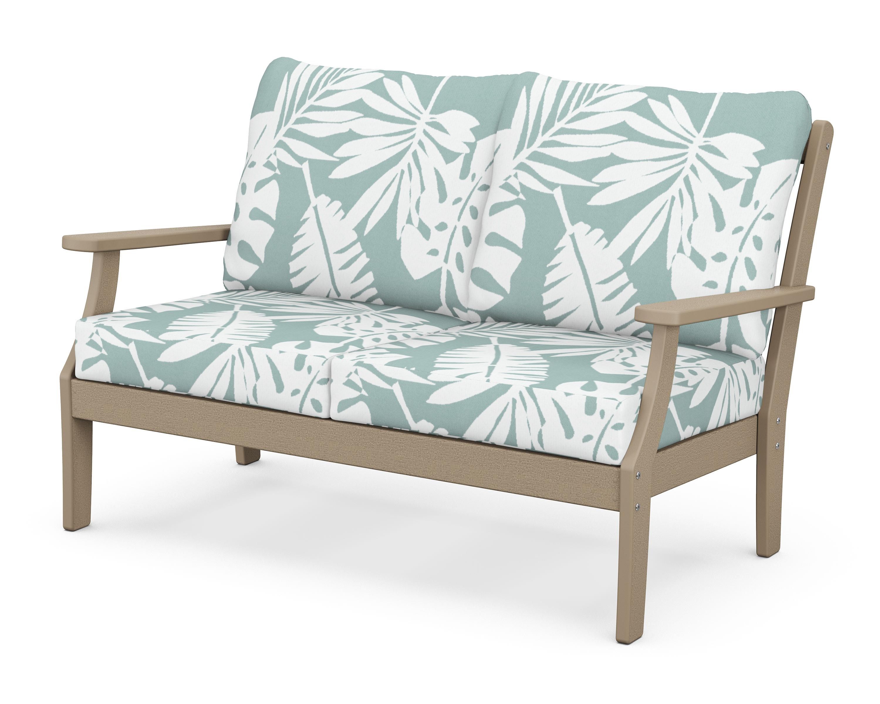 POLYWOOD® Braxton Deep Seating Loveseat in Vintage Sahara / Leaf Glacier Spa