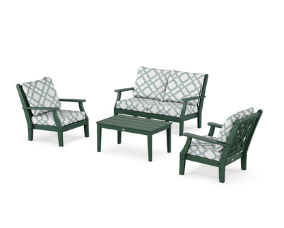 Country Living Wovendale 4-Piece Deep Seating Set with Loveseat in Green / Trellis Glacier Spa