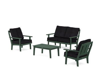 POLYWOOD® Mission 4-Piece Deep Seating Set with Loveseat in Green / Midnight Linen