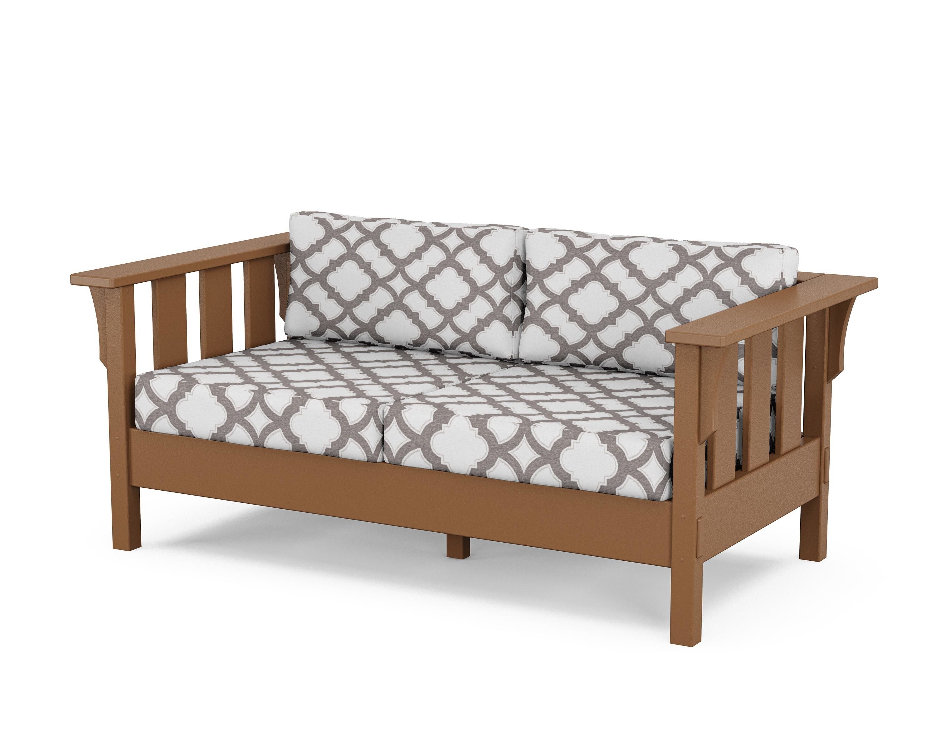 Martha Stewart by POLYWOOD® Acadia Deep Seating Loveseat in Teak / Trellis Grey Mist