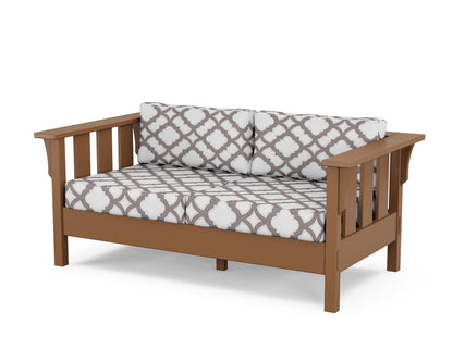 Martha Stewart by POLYWOOD® Acadia Deep Seating Loveseat in Teak / Trellis Grey Mist