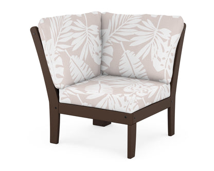 POLYWOOD® Braxton Modular Corner Chair in Mahogany / Leaf Dune Burlap